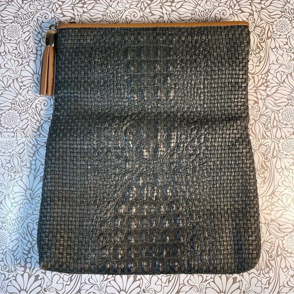 Escada Woven Leather Fold-Over Clutch 80% Off Est. - Picture 7 of 16